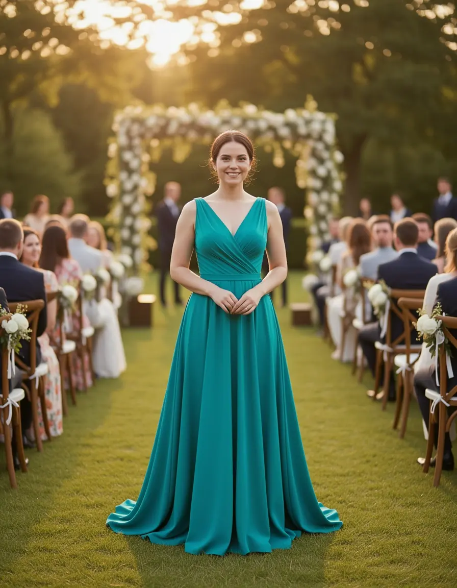 Teal Wickel Kleid für Hochzeit