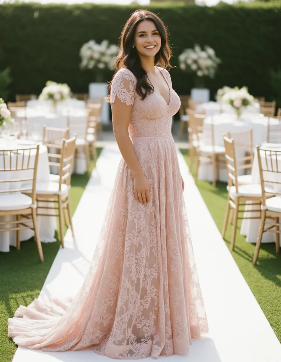 Spitzenkleid in Blush als Kleid für Hochzeit