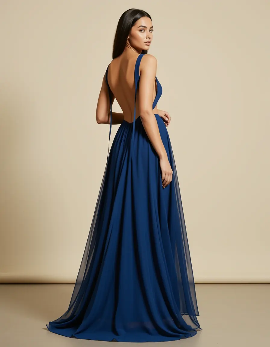 Kleid rückenfrei Chiffon Maxi Look
