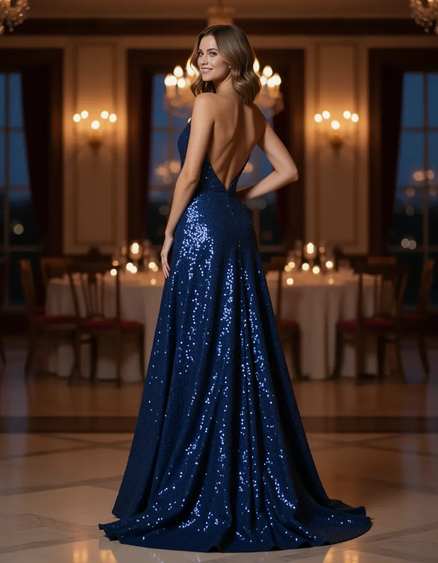 Glamouröses rückenfreies Abendkleid