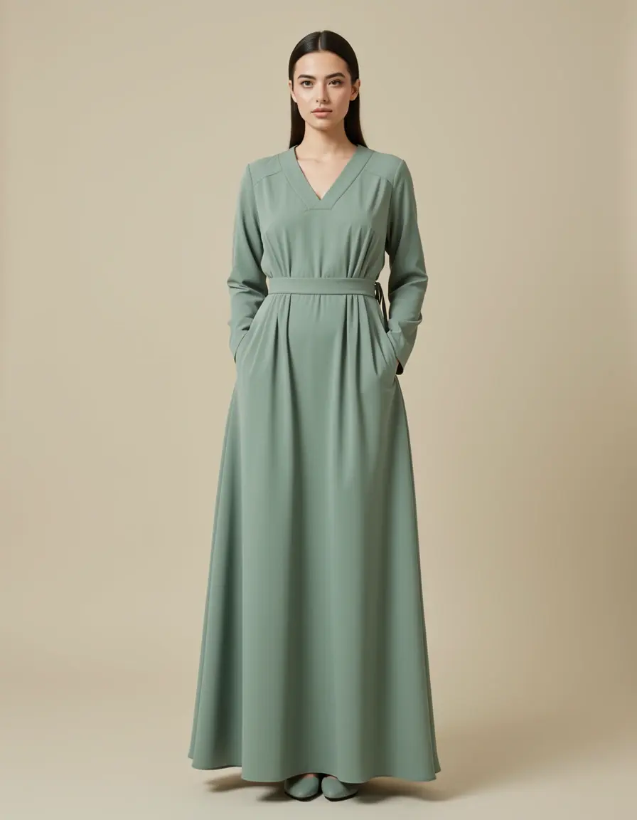 Salbeigrünes Wickelkleid