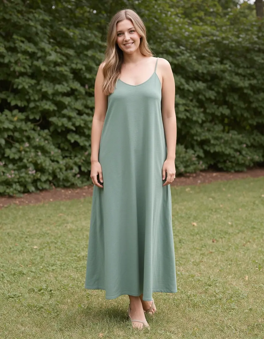 Salbeigrünes A-Linien Sommerkleid