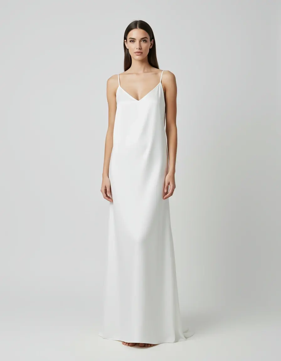 White Satin Slip Dress minimal
