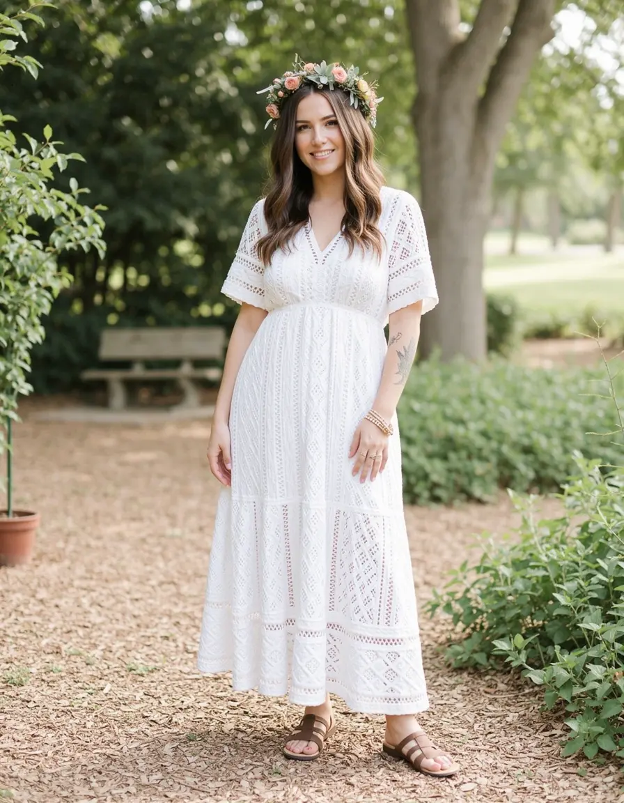 White Boho Registry Dress entspannt