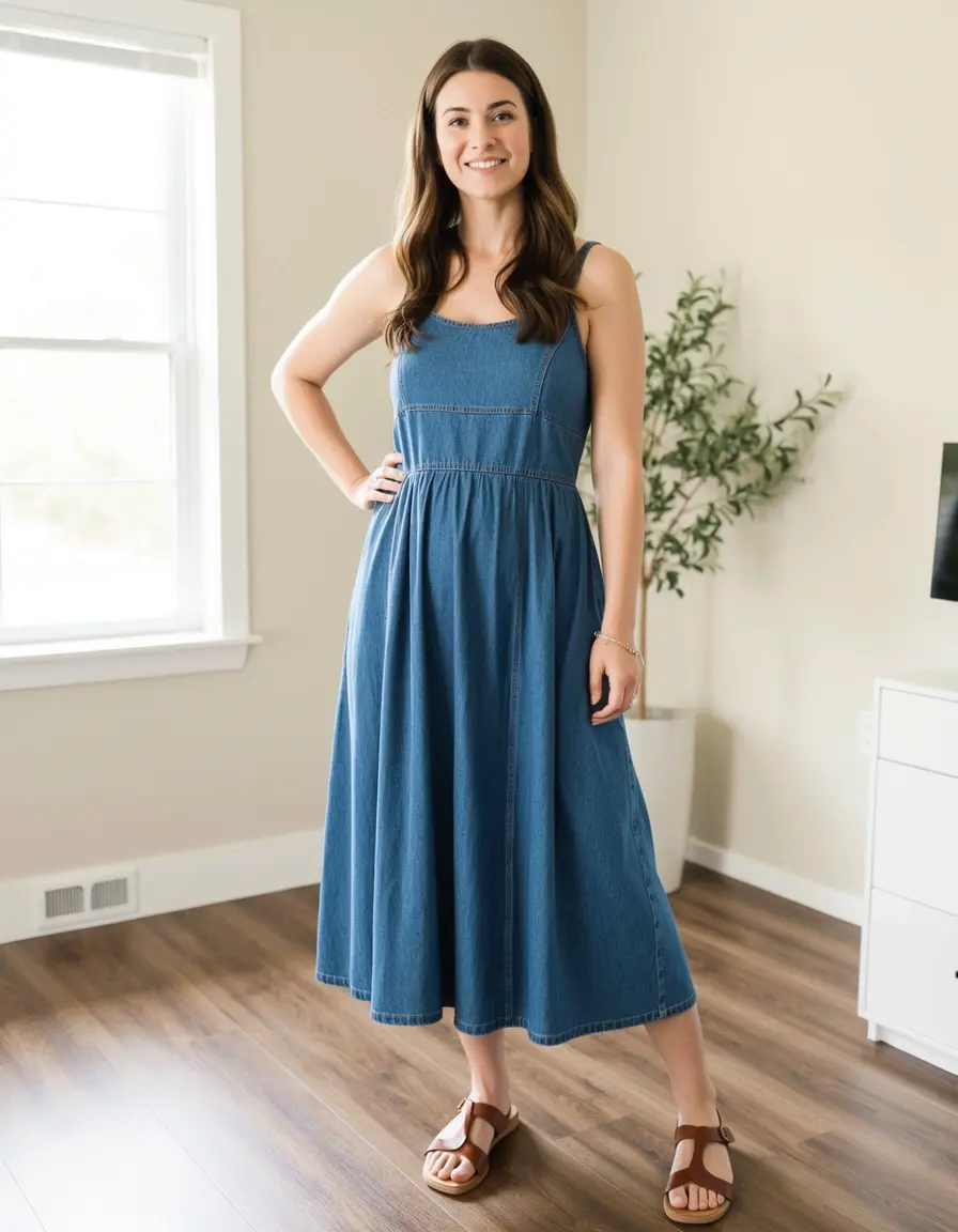 Casual A-line midi dress everyday