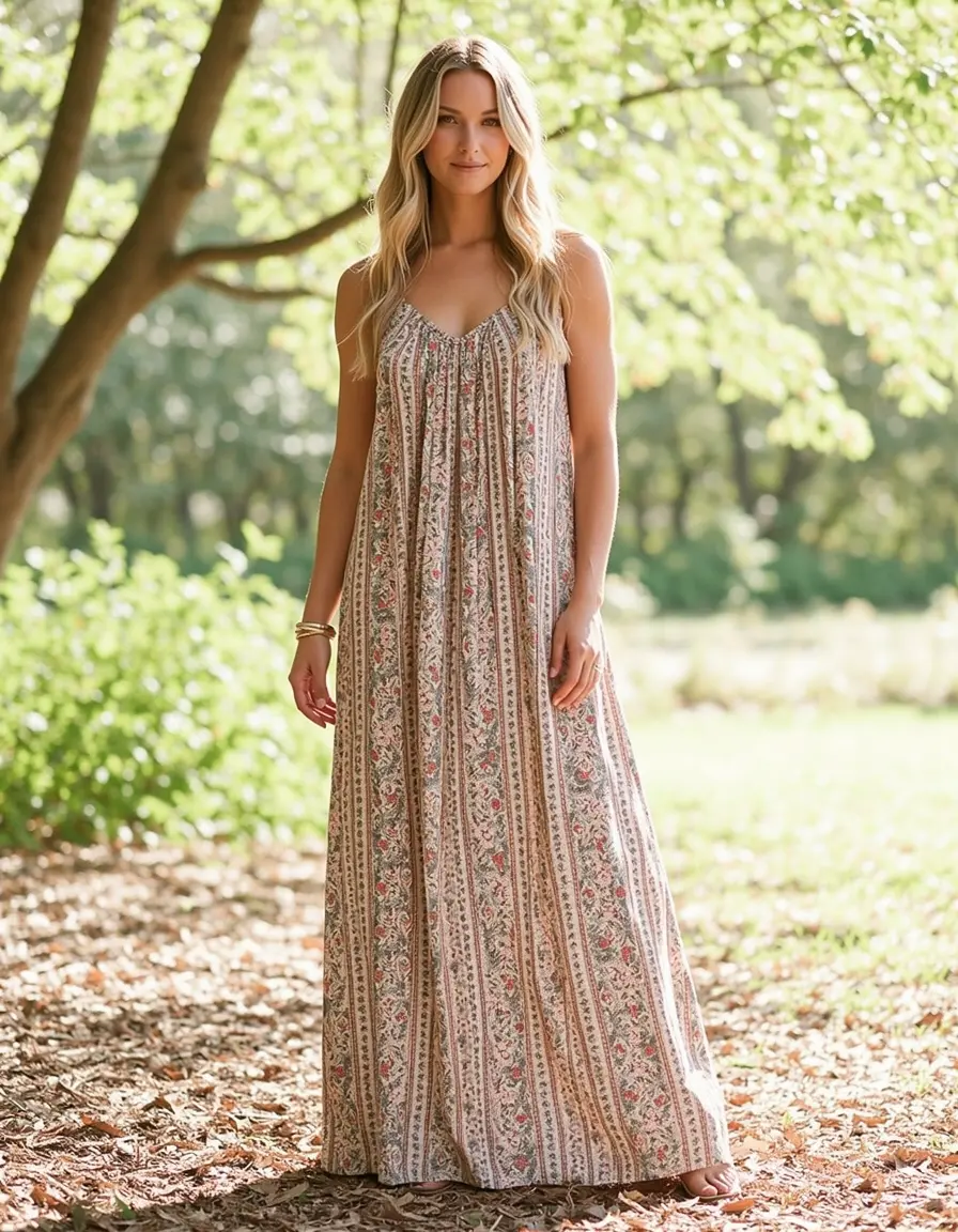 Boho A-line sundress relaxed