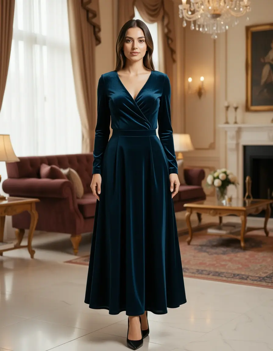 Velvet A-line midi luxurious