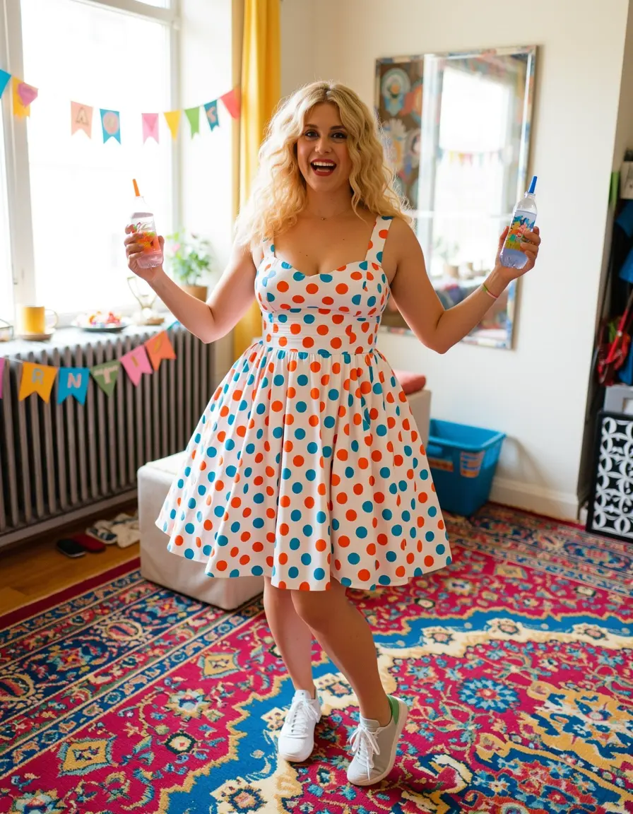 80s Polka Dot Dress mit Punkten