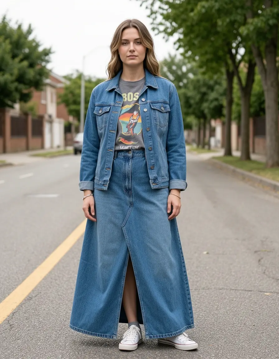 80s Denim Dress aus Jeansstoff