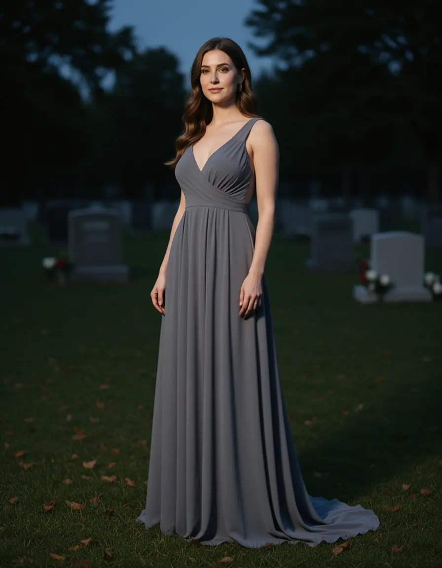 Graues Abendkleid schlicht