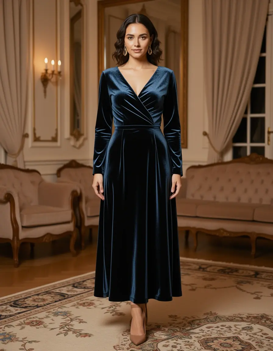 Samt Midi Kleid festlich