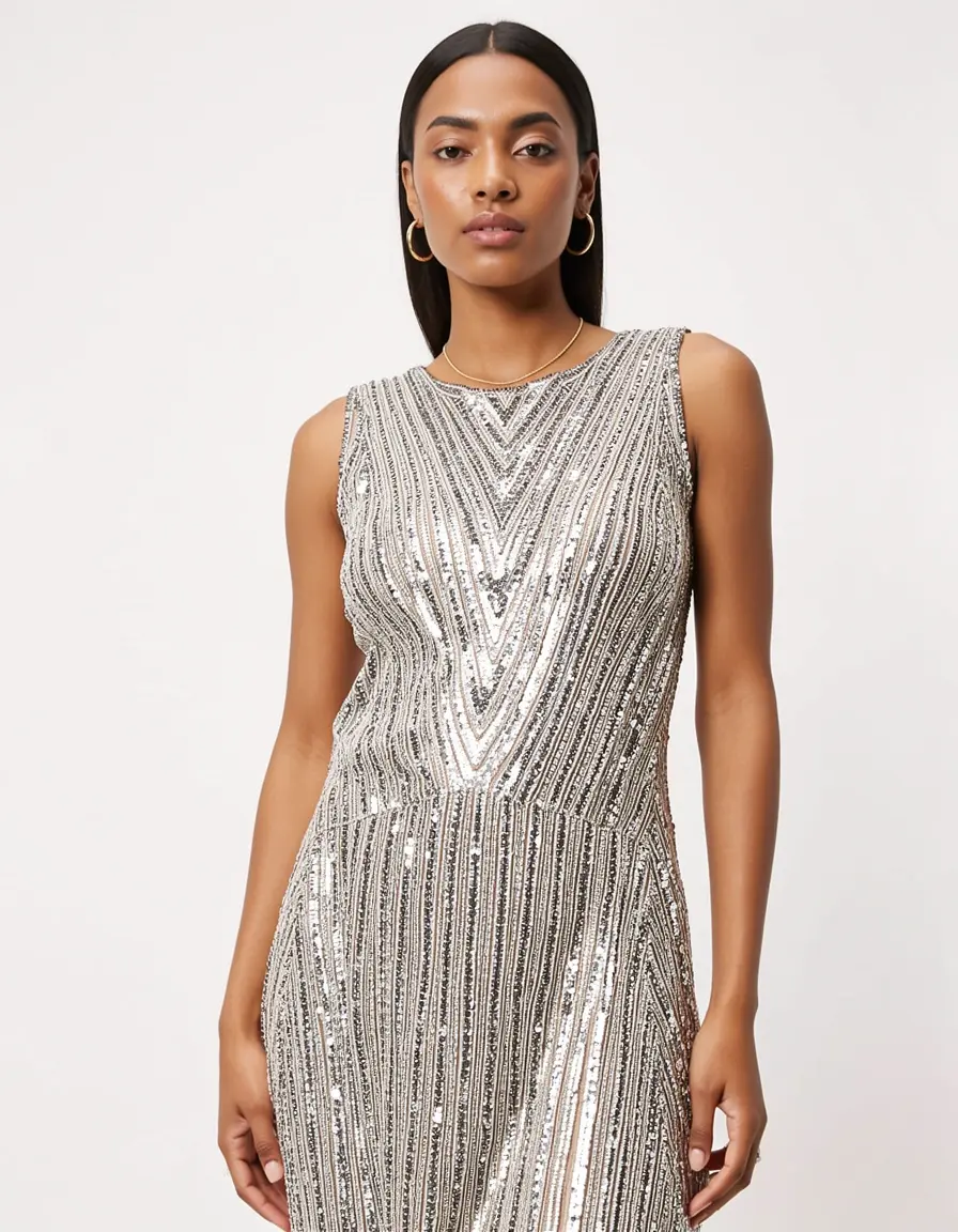 Perlen besticktes Kleid festlich
