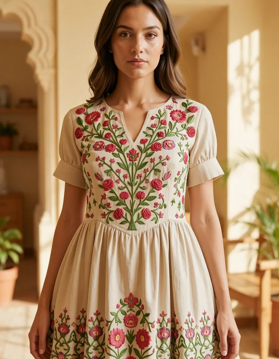 Besticktes Damenkleid festlich