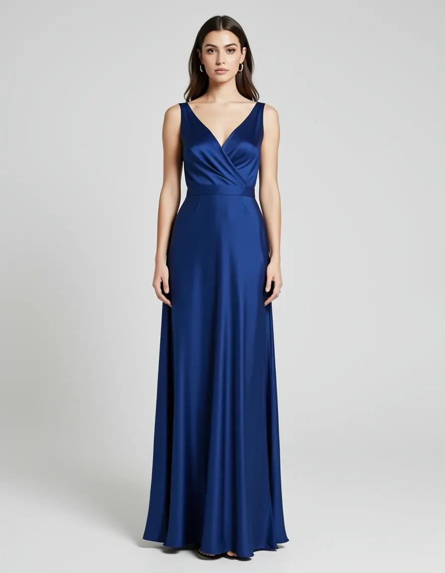 Elegantes Damen Seiden-Maxikleid