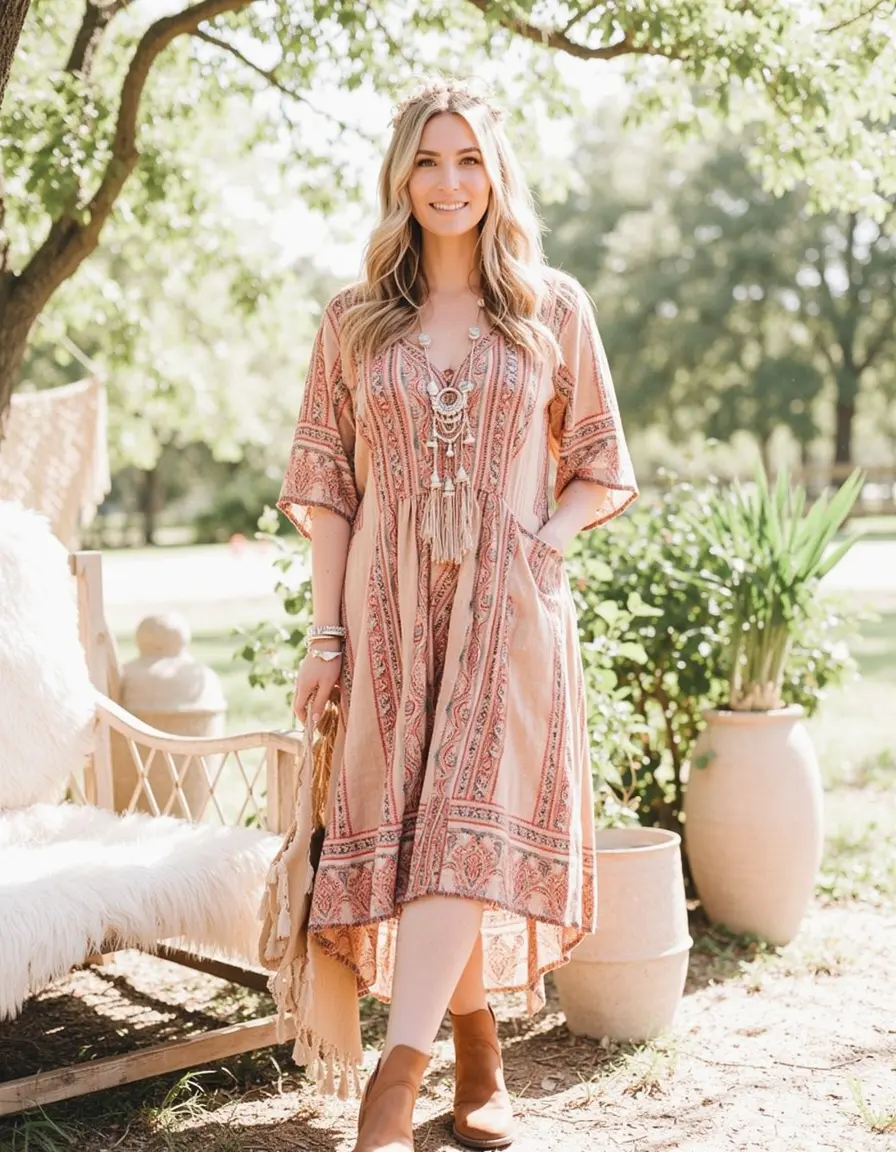 Boho dress free-spirited fashion