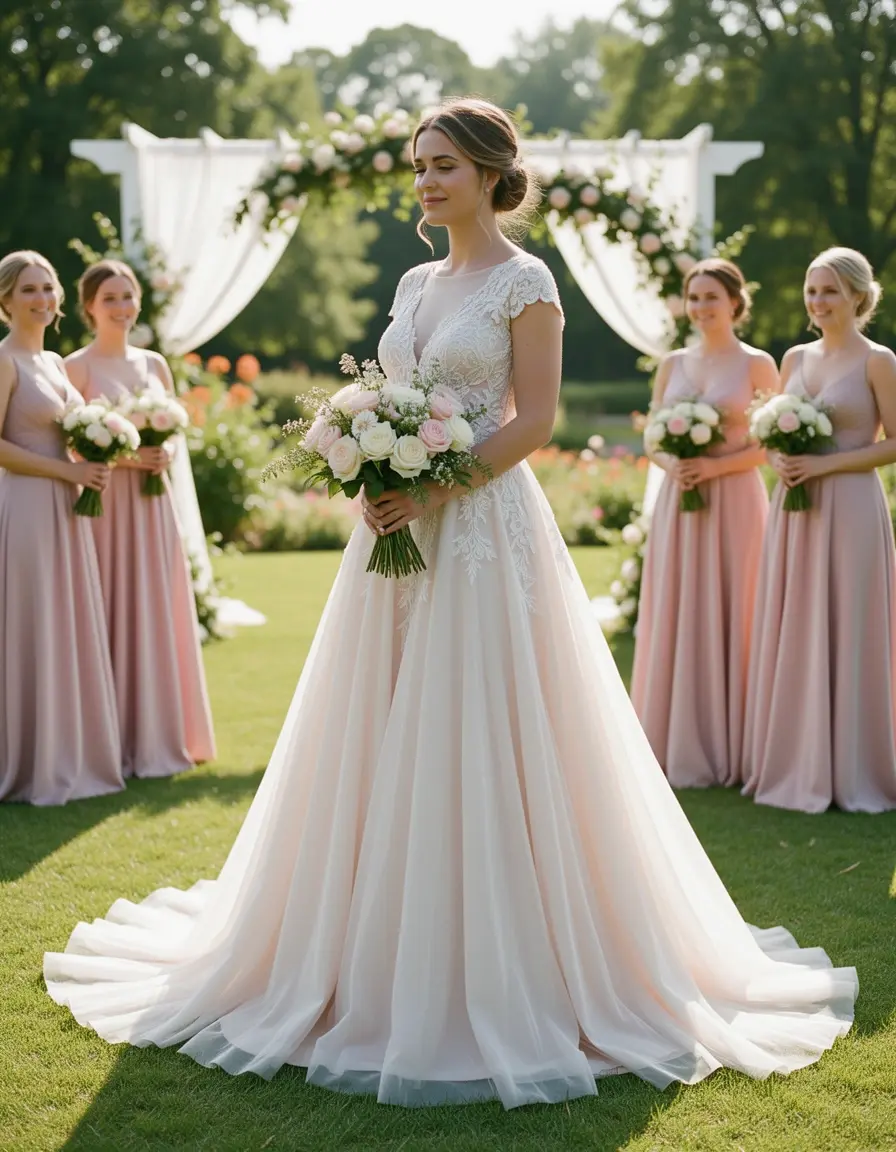 Elegant Bridesmaid Midi Kleid