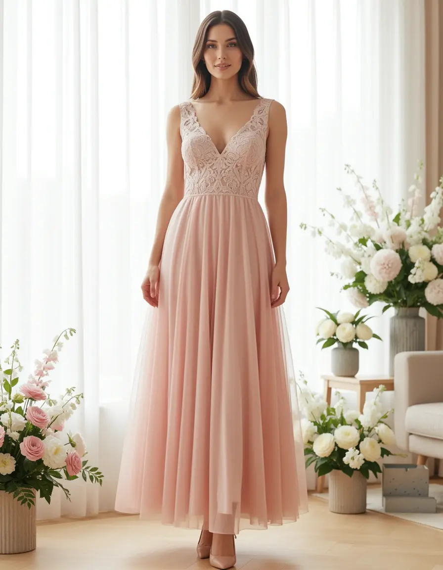 Chiffon midi guest dress