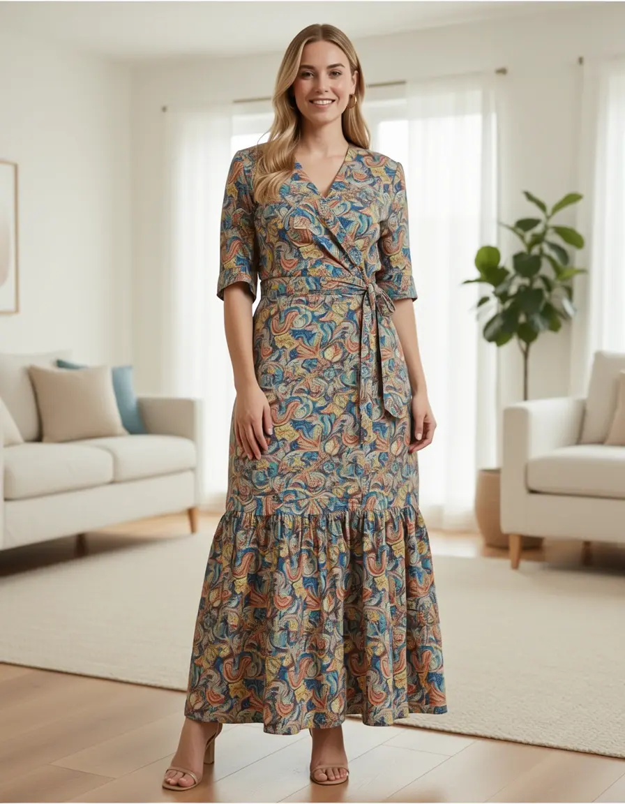 Midi Wickelkleid für Hochzeitsgäste