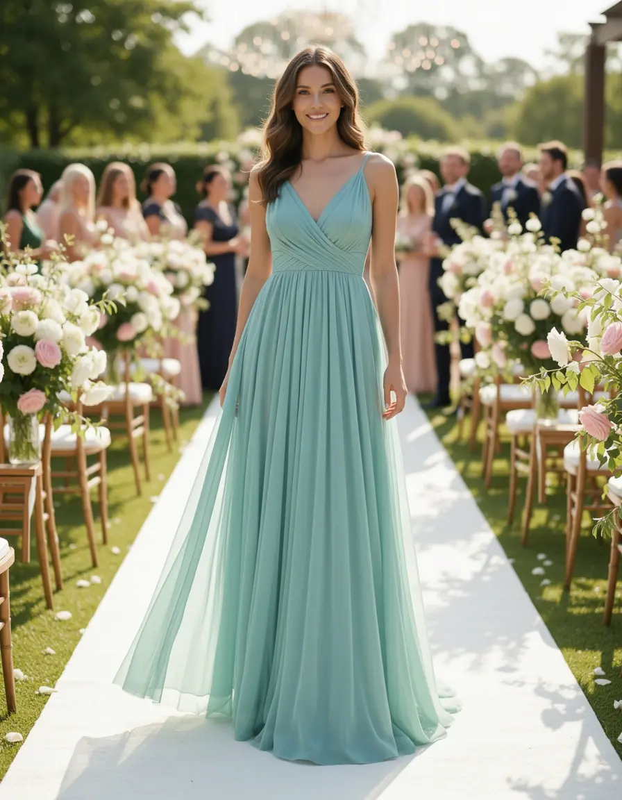 Chiffon Maxi Kleider für Hochzeit als Gast