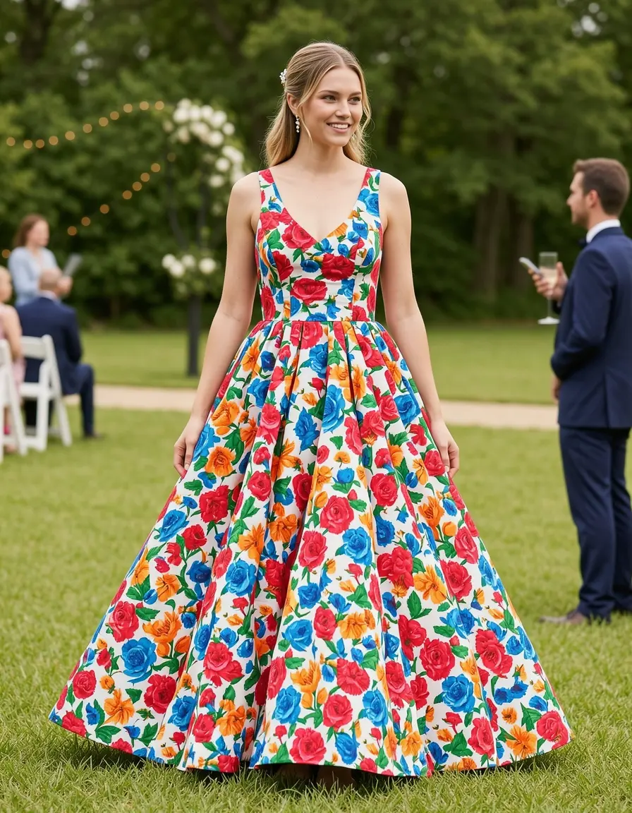 Florales A-Linien Kleid Hochzeitsgast