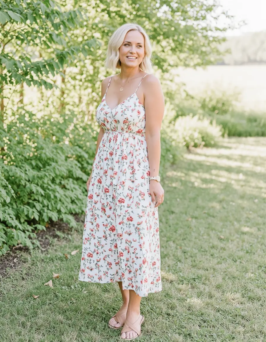 Summer Floral Midi - Blumiges Midikleid