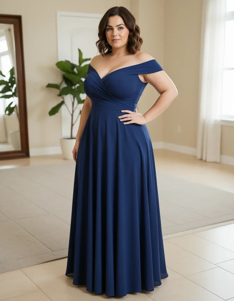Empire Waist Maxi Kleid für mollige