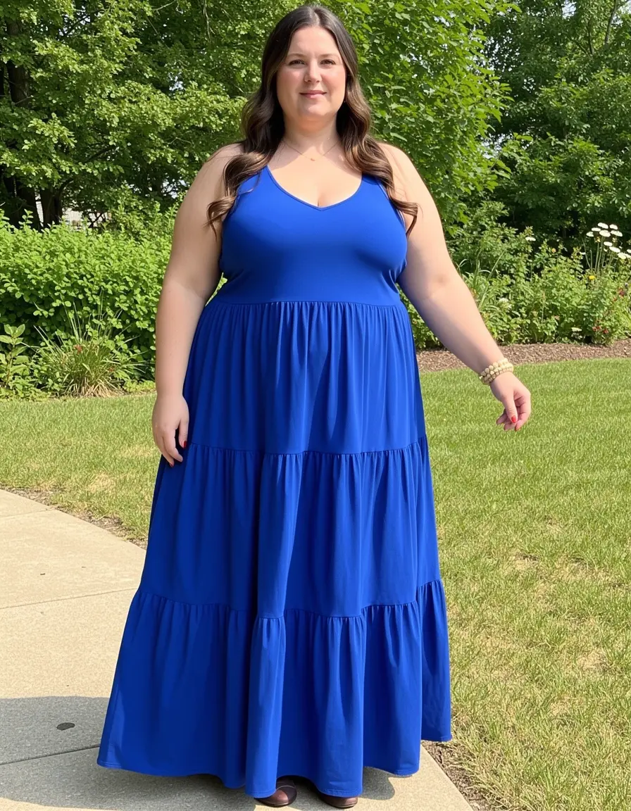 Gestuftes Maxikleid für mollige
