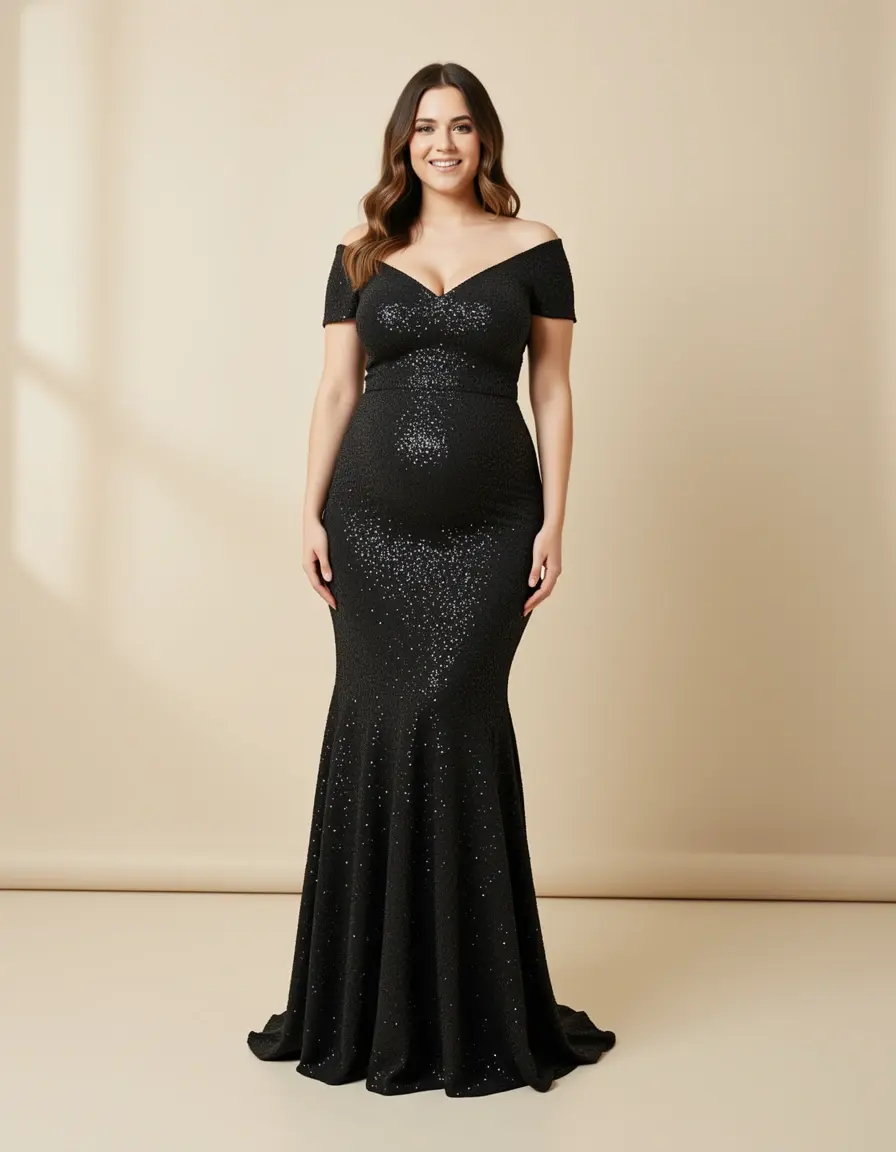 Empire Kleid für mollige Frauen mit Bauch
