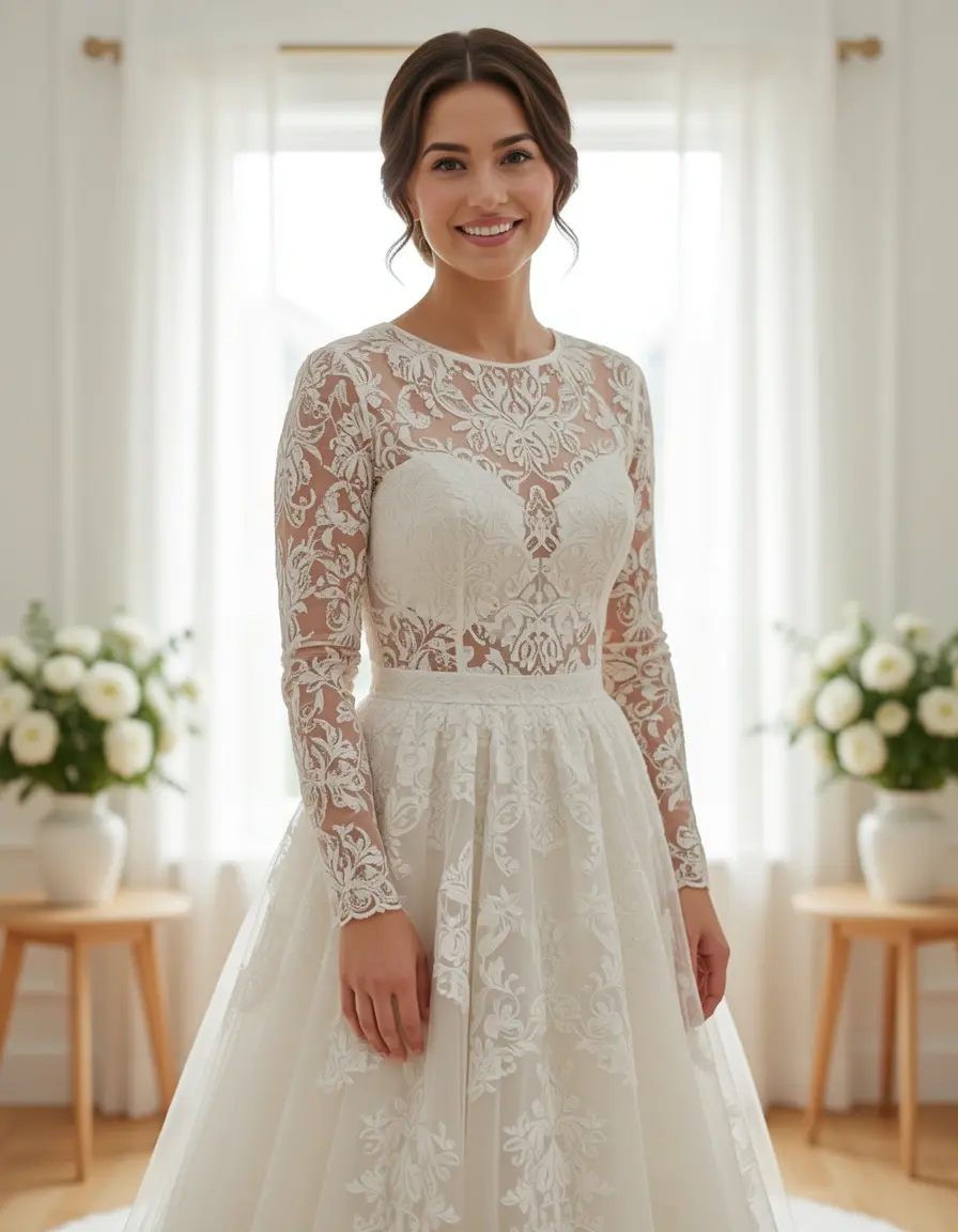 Women's Midi Lace Guest - Elegantes Spitzenkleid