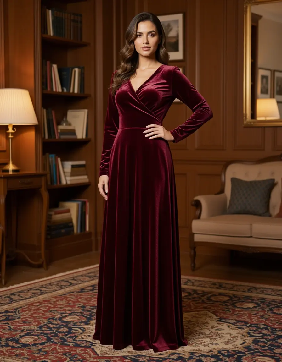 Velvet Maxi Long Samtkleid