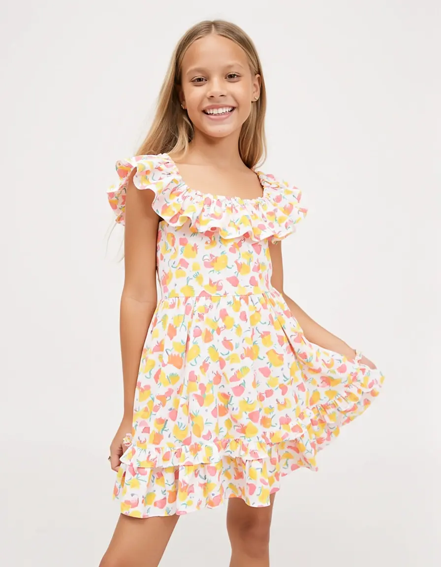 Kurzes Kleid mit Rüschen