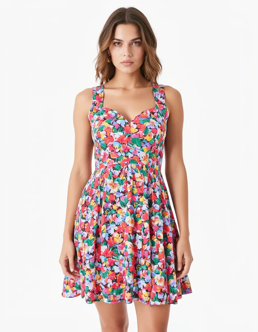 Kurzes florales Kleid
