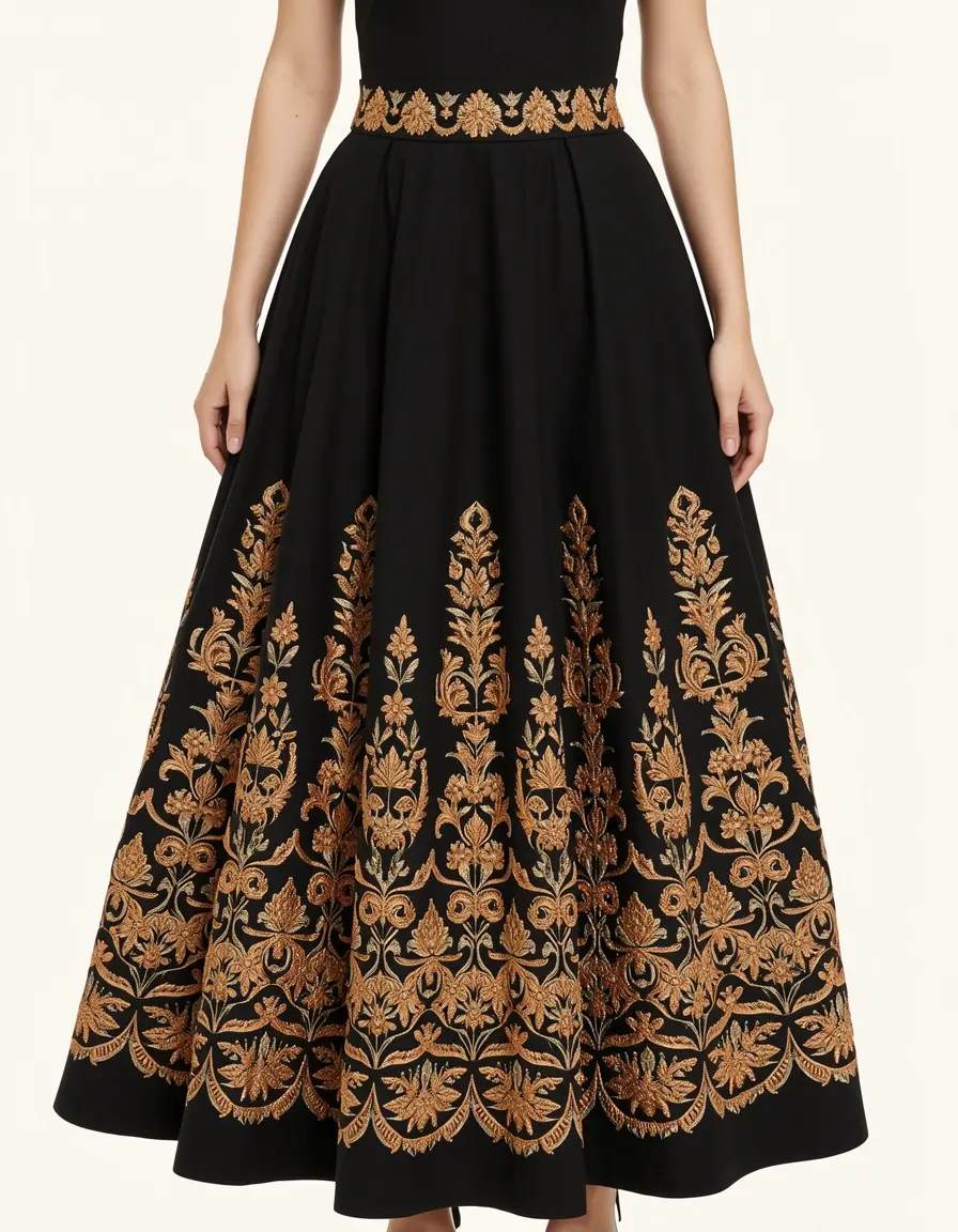 Embroidered A-Line Kleid mit Stickerei
