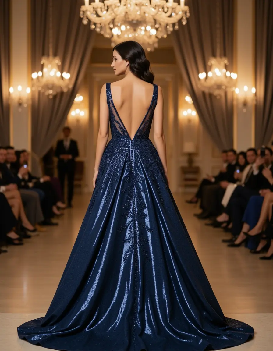 Glamouröse Abendrobe rückenfrei