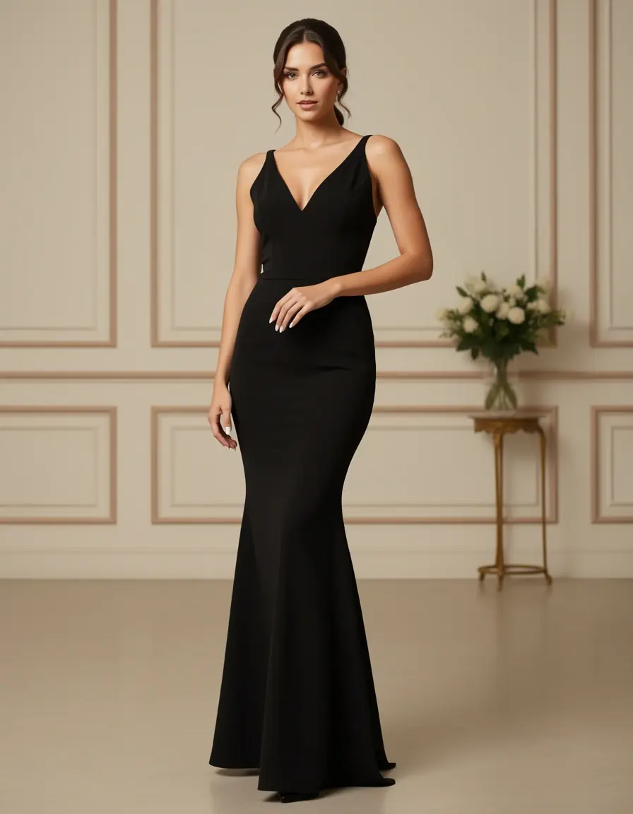 Schwarzes A-Linien Cocktailkleid