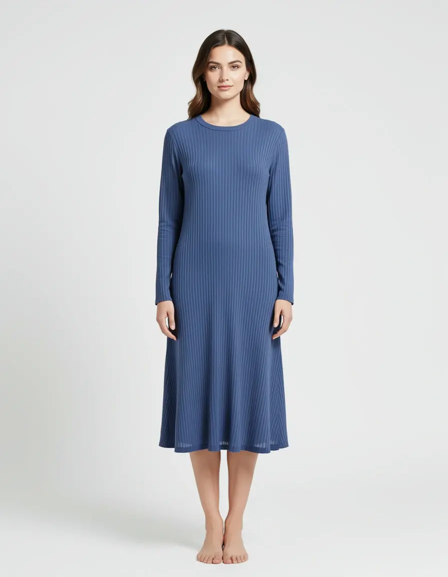 Covered Midi Long-Sleeve Kleid