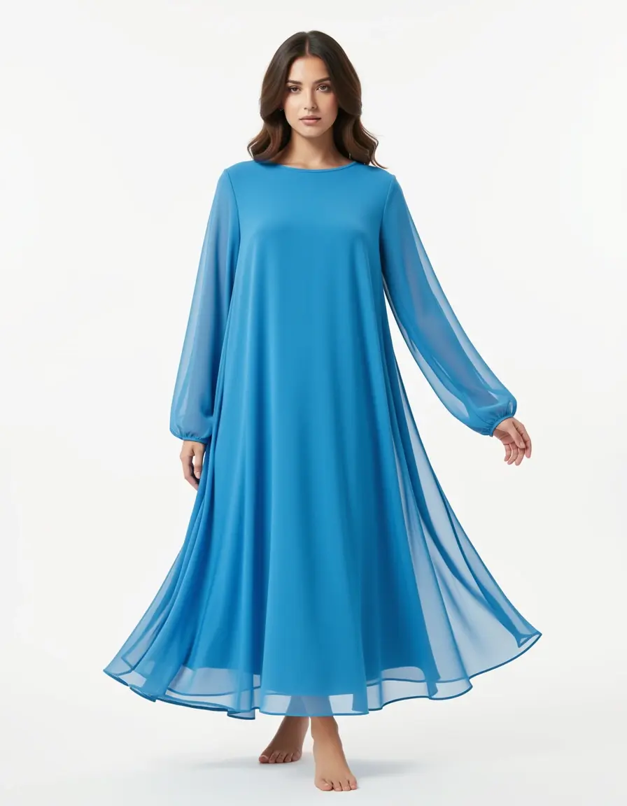 Chiffon Long-Sleeve Kleid