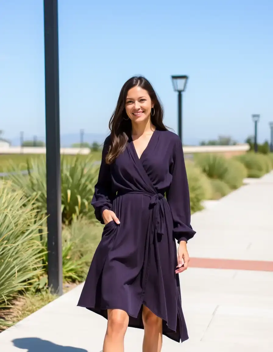 Wrap Long-Sleeve Kleid
