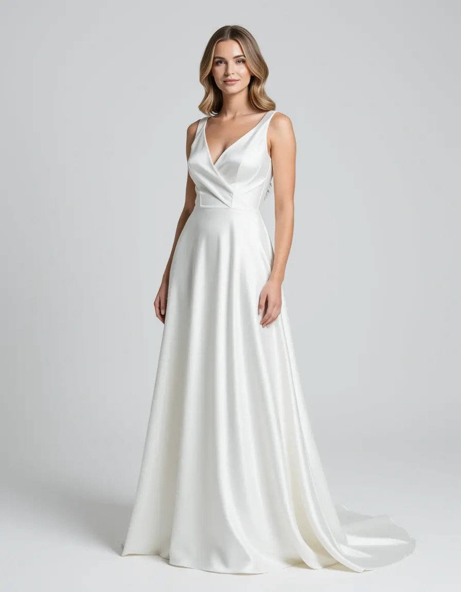 Satin Kleid lang weiß