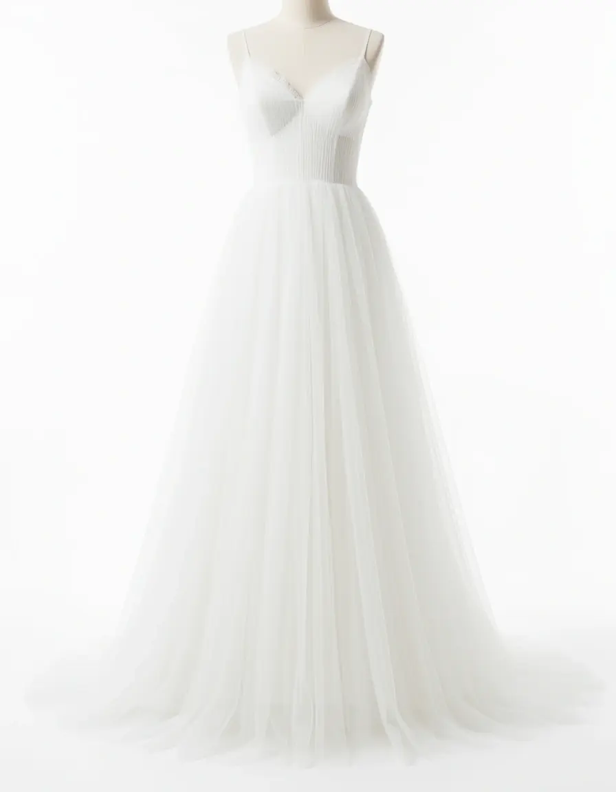 Tüllkleid weiß lang