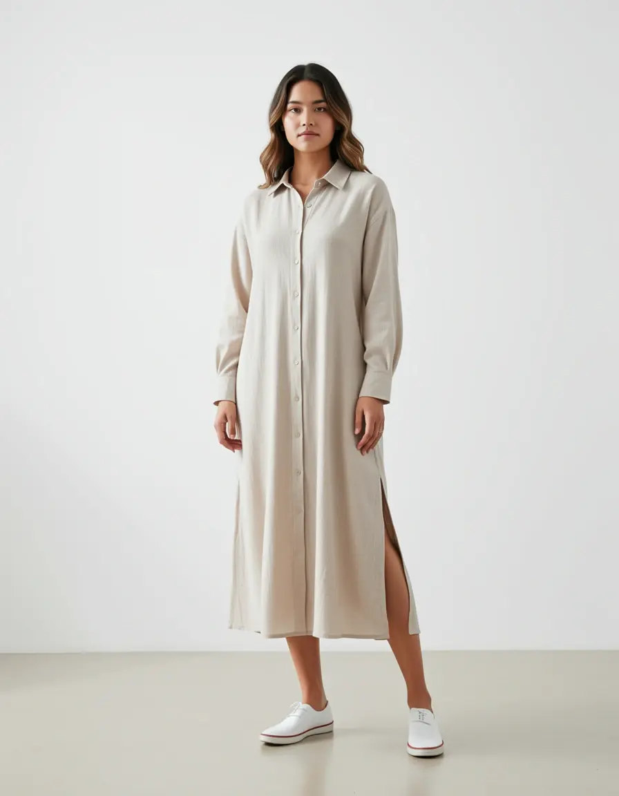 Musselin Hemdblusenkleid entspannt