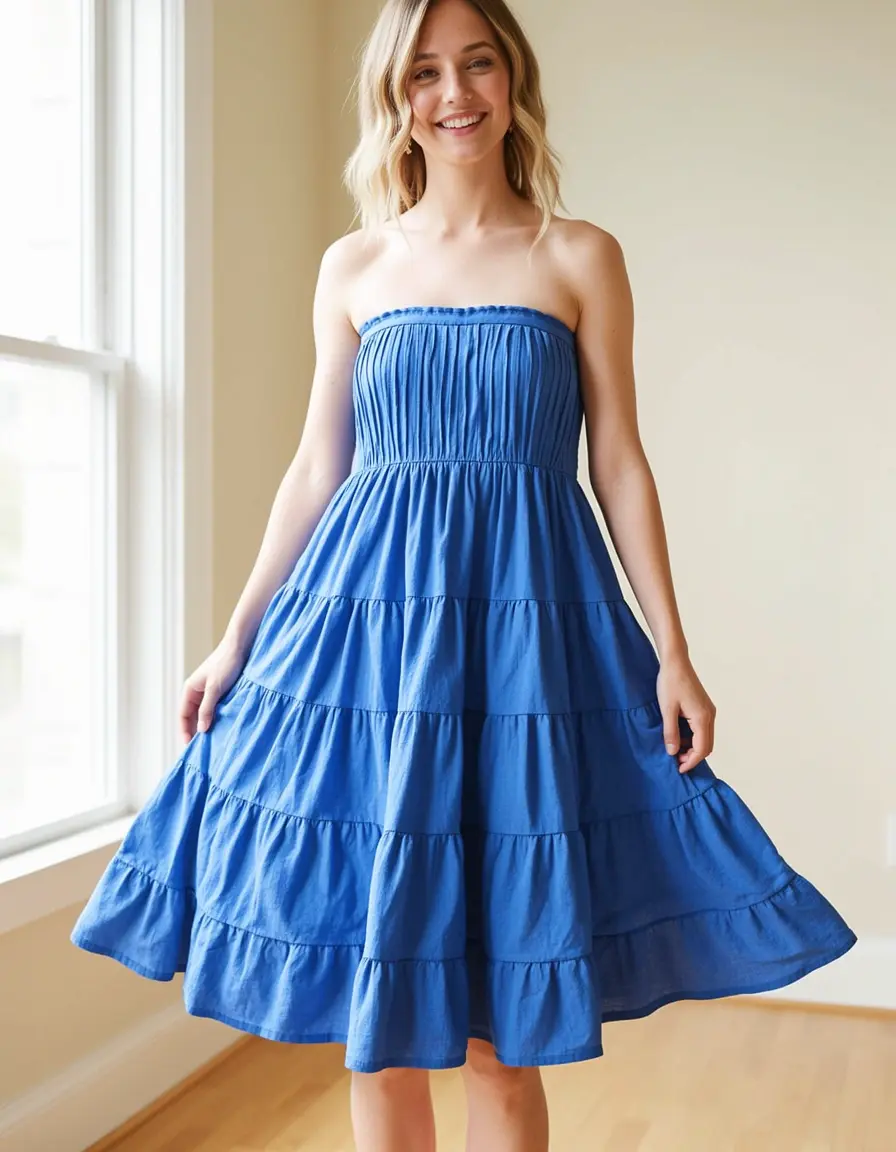 Stufenkleid aus Musselin verspielt