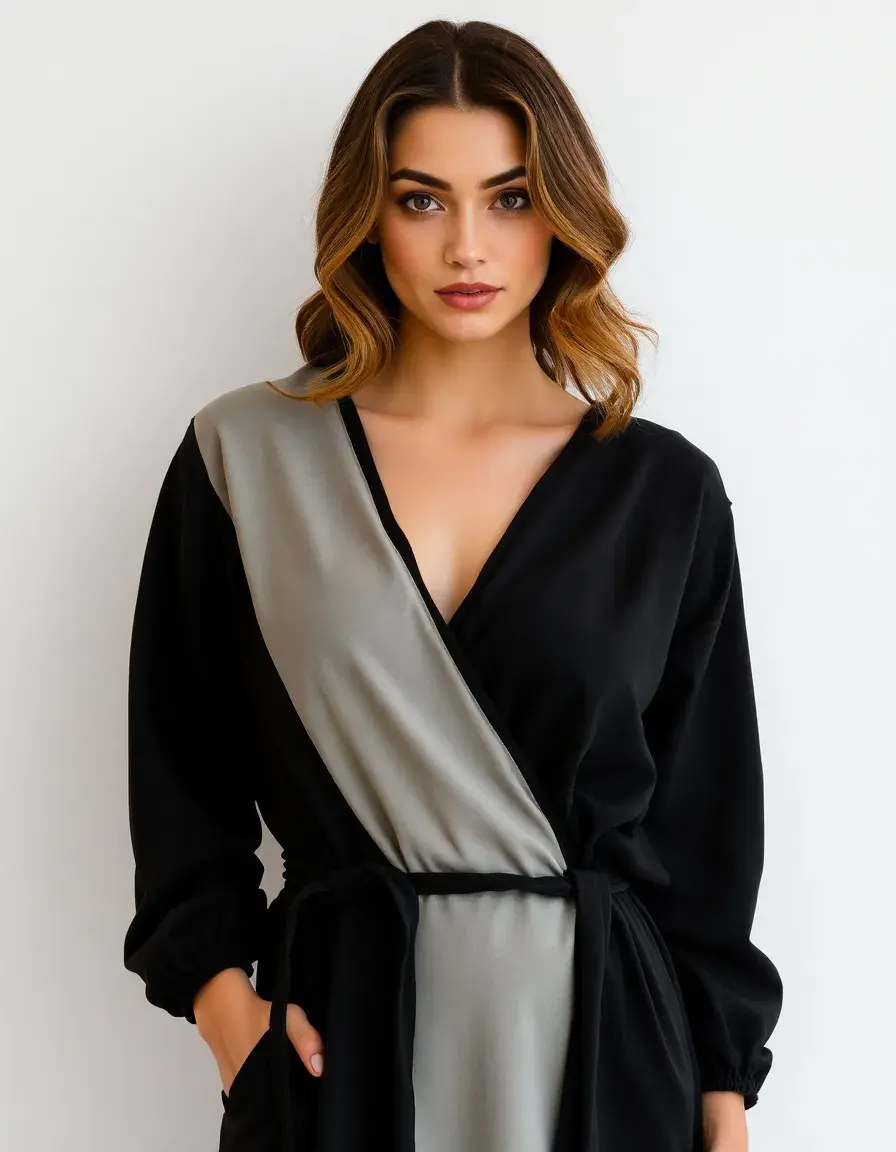 Wrap Long-Sleeve Dress schmeichelhaftes Wickelkleid