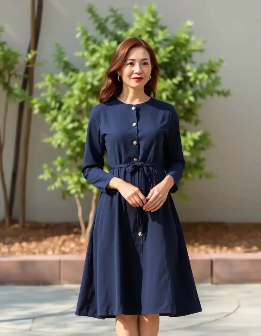 A-Line Long-Sleeve Dress klassischer Schnitt