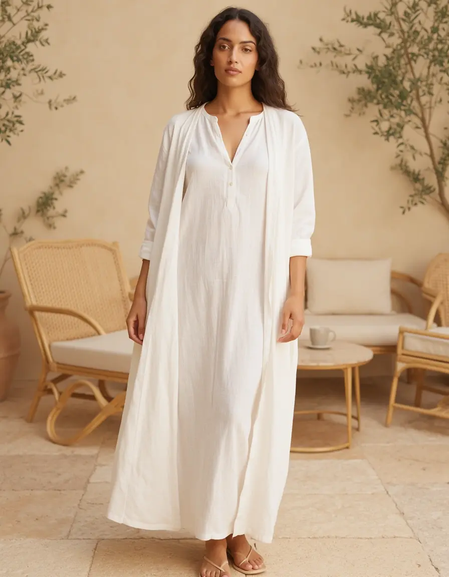 Relaxed Cotton Maxi Dress legere kleid