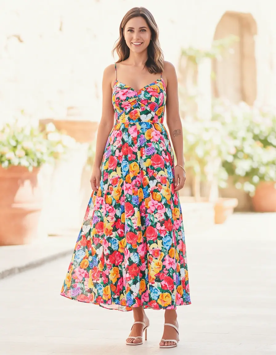 Floral Legere Midi kleid