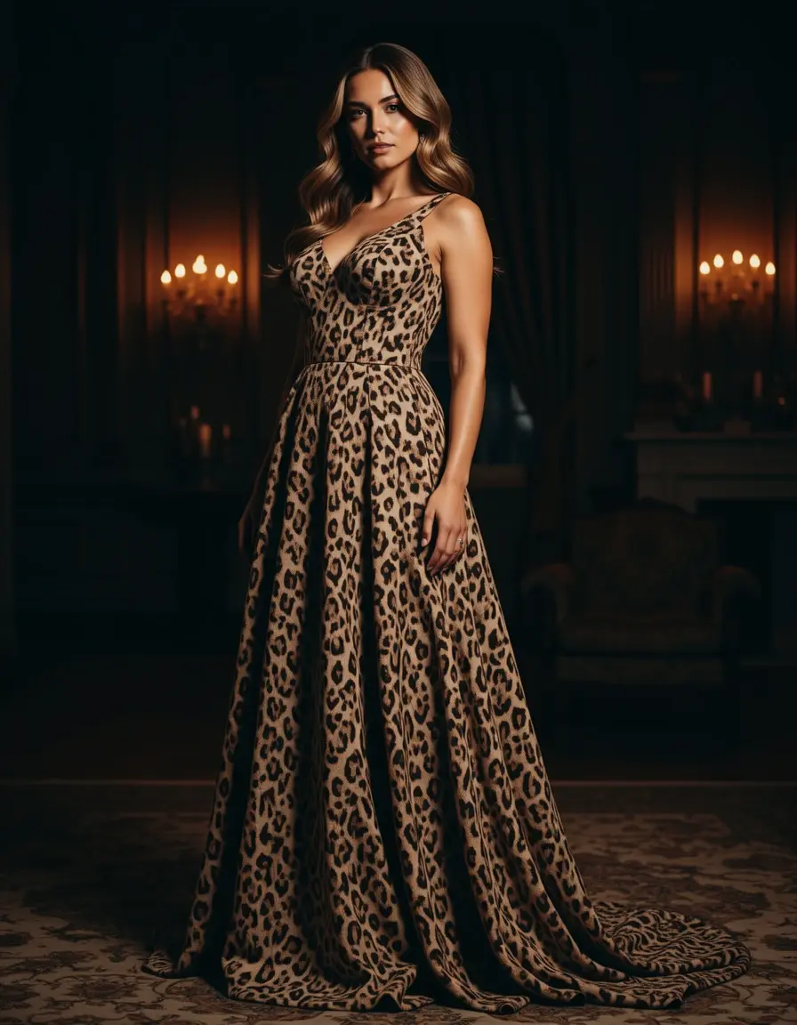 Leopard Evening Gown - Dramatische Abendrobe