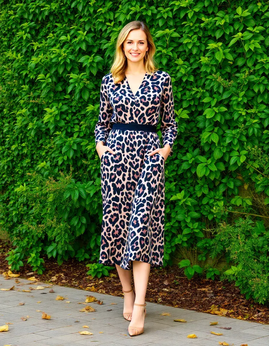 Bold Leopard Midi Kleid
