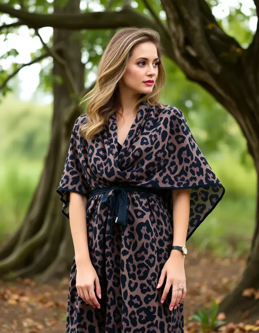 Wickelkleid mit Leopardenmuster