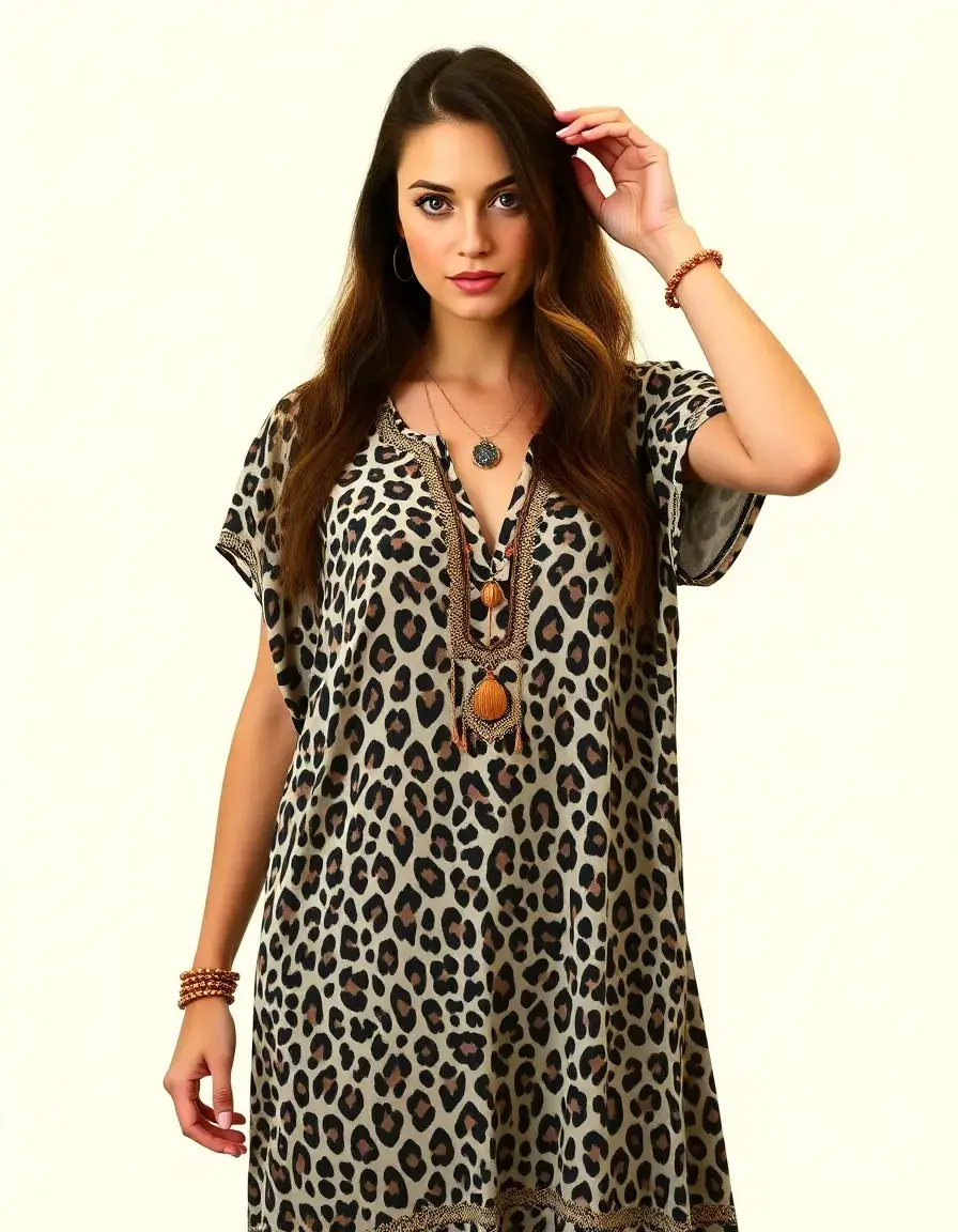 Boho Maxi Kleid Leopard